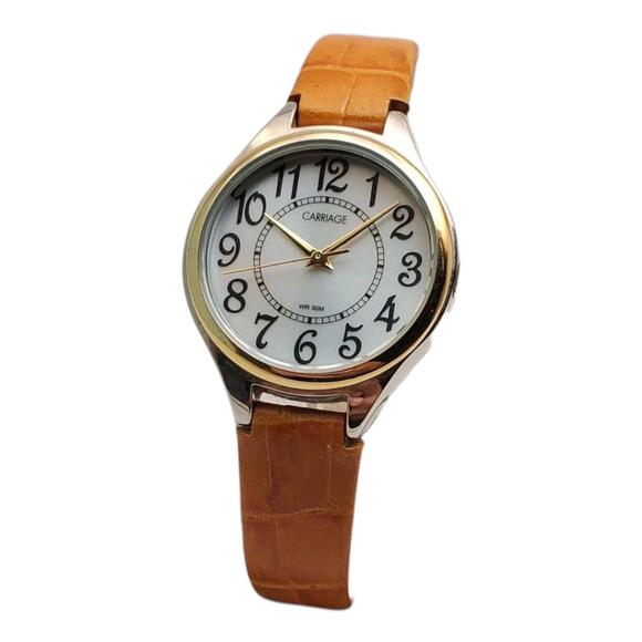 Carriage by Timex Ladies Carolyn Watch With Tan Croc Pattern Band - Picture 1 of 7